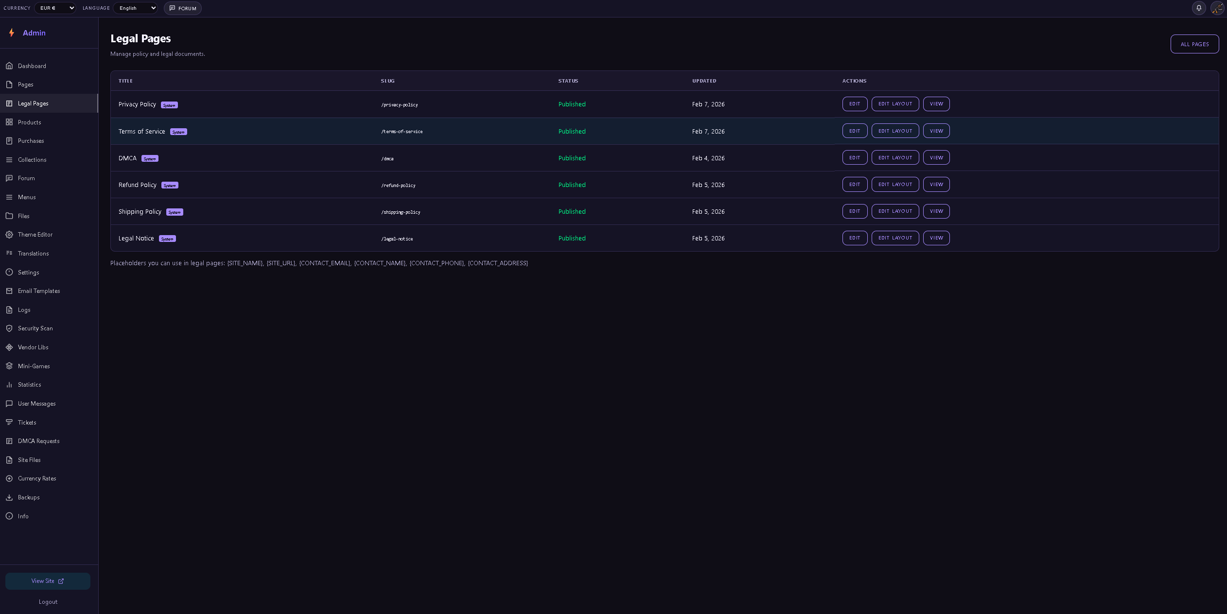 CelestiaDominance website PostgreSQL PHP