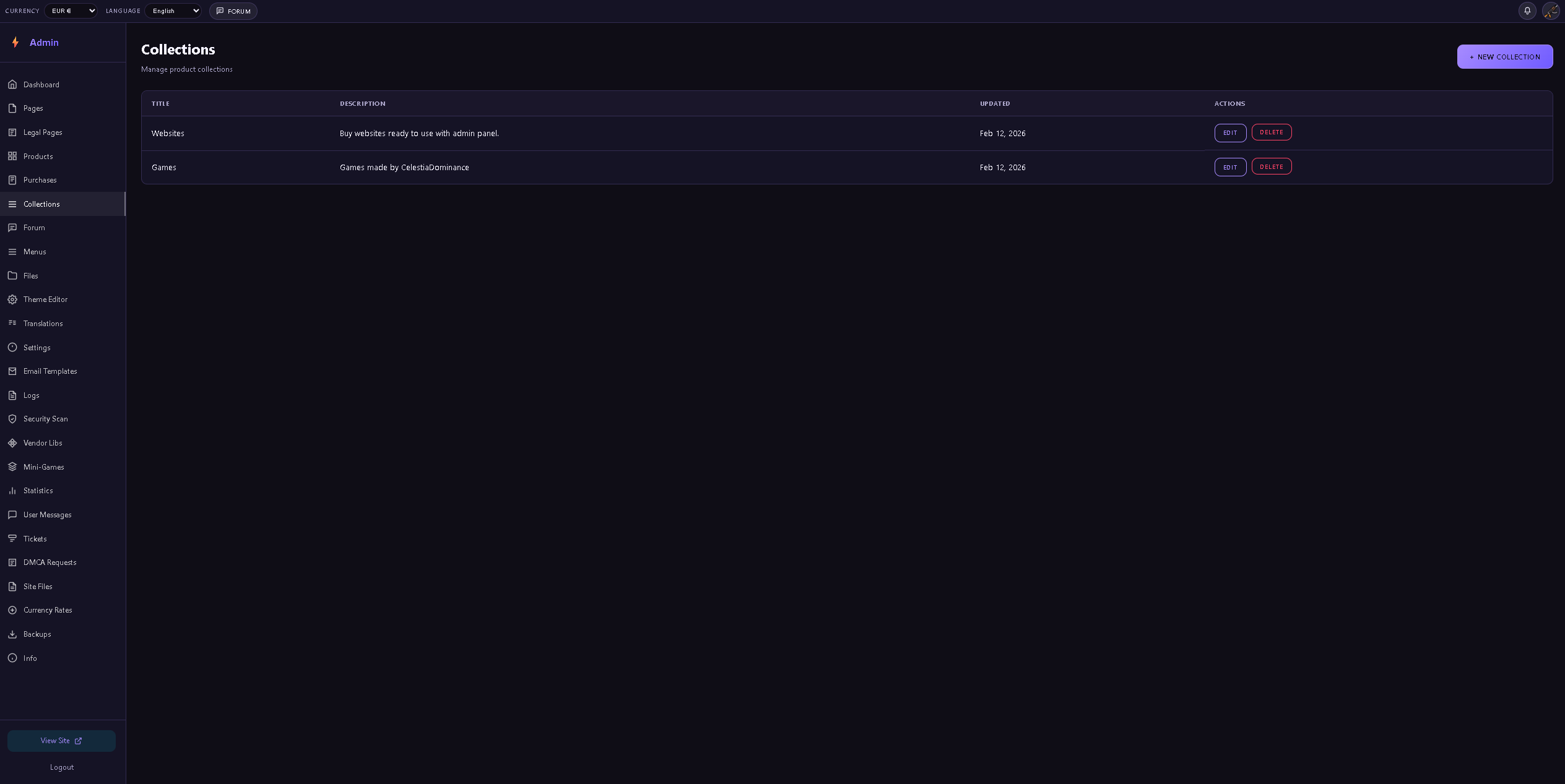 CelestiaDominance website PostgreSQL PHP