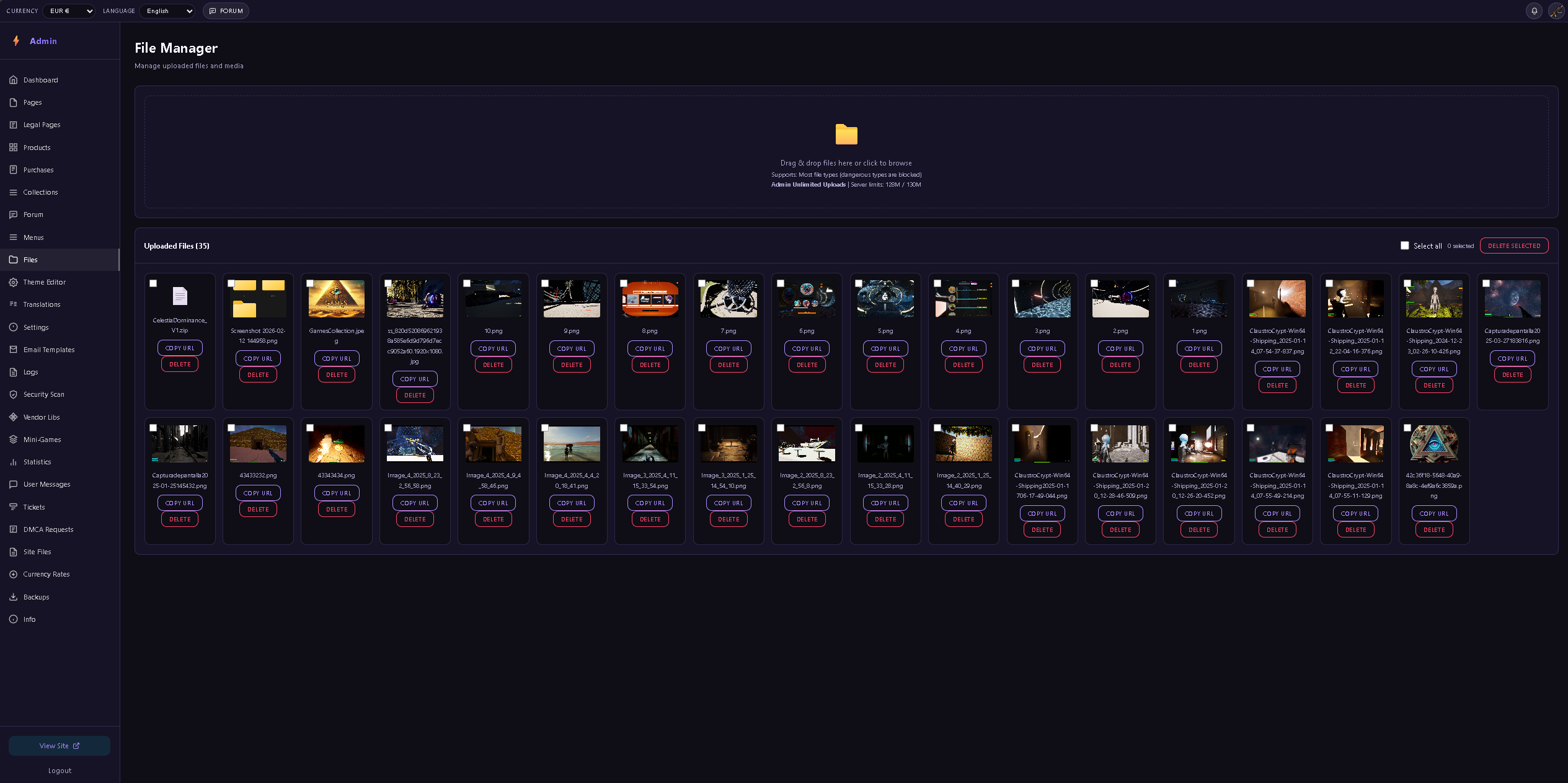 CelestiaDominance website PostgreSQL PHP