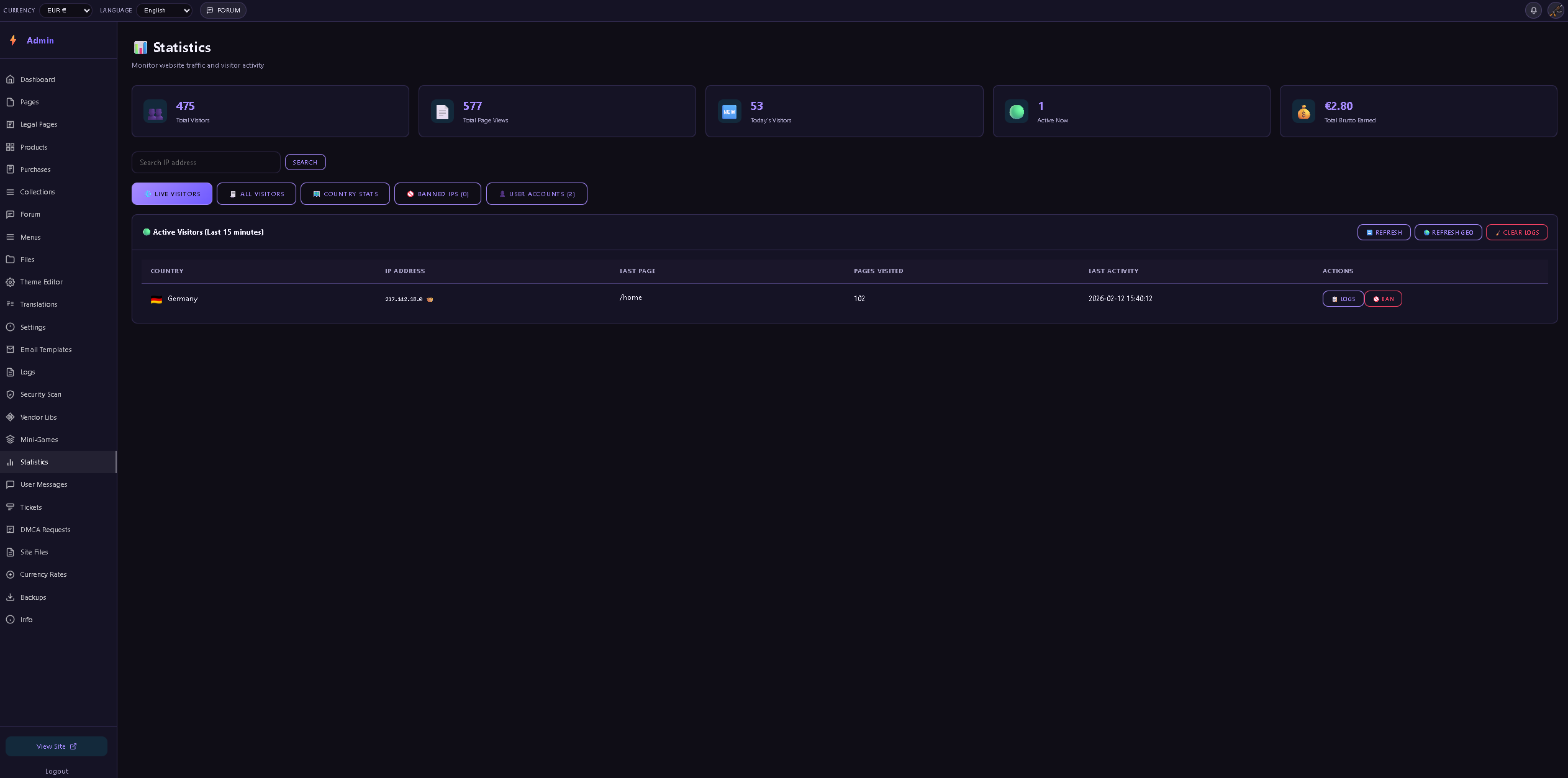 CelestiaDominance website PostgreSQL PHP