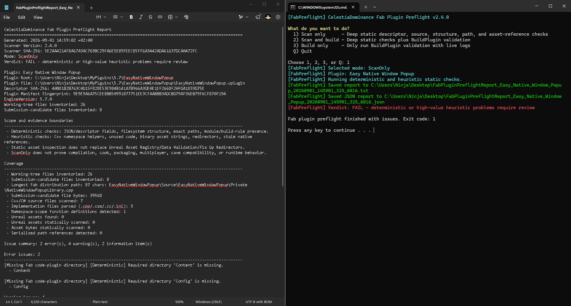 Unreal Engine Fab Plugin Preflight – Free Build & Static Scan Tool